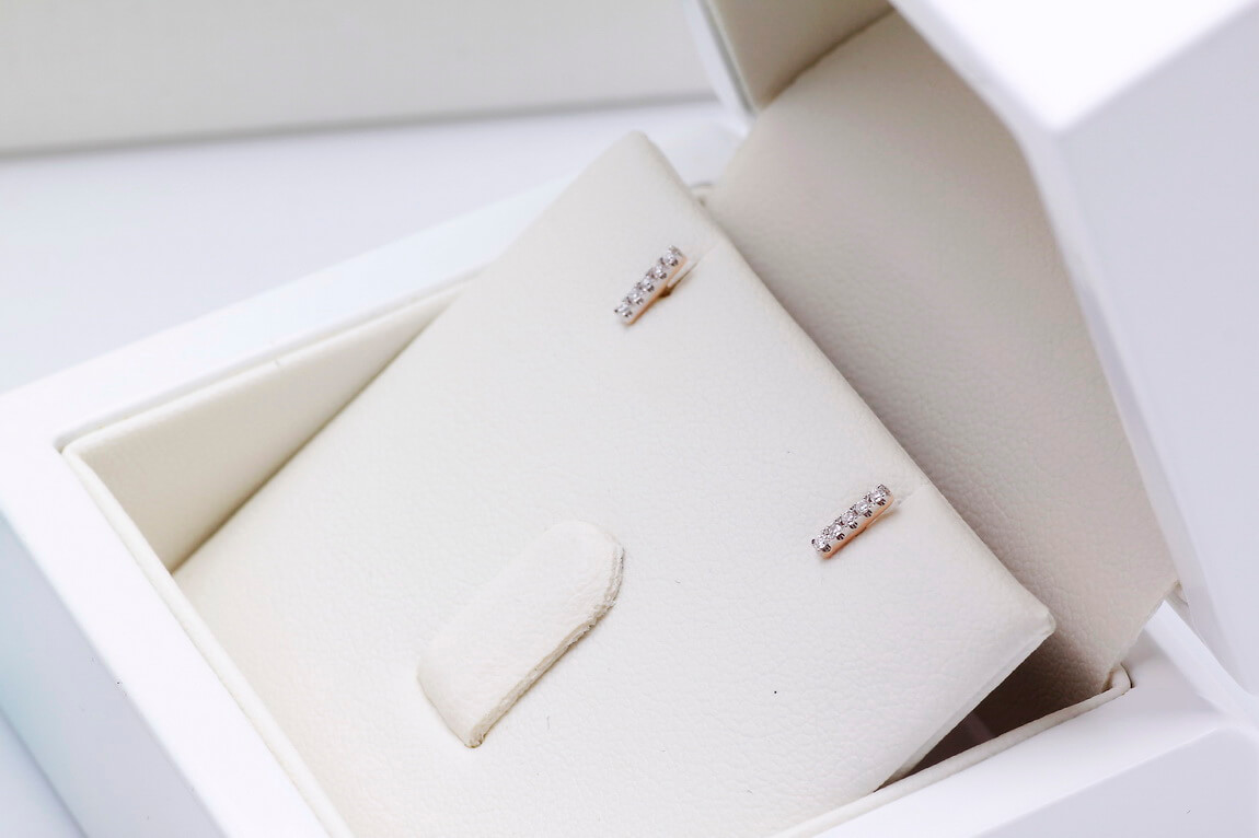 Staviori must have | przepiękne kolczyki diamentowe proste podłużne, różowe złoto 585 - Obrázek 9