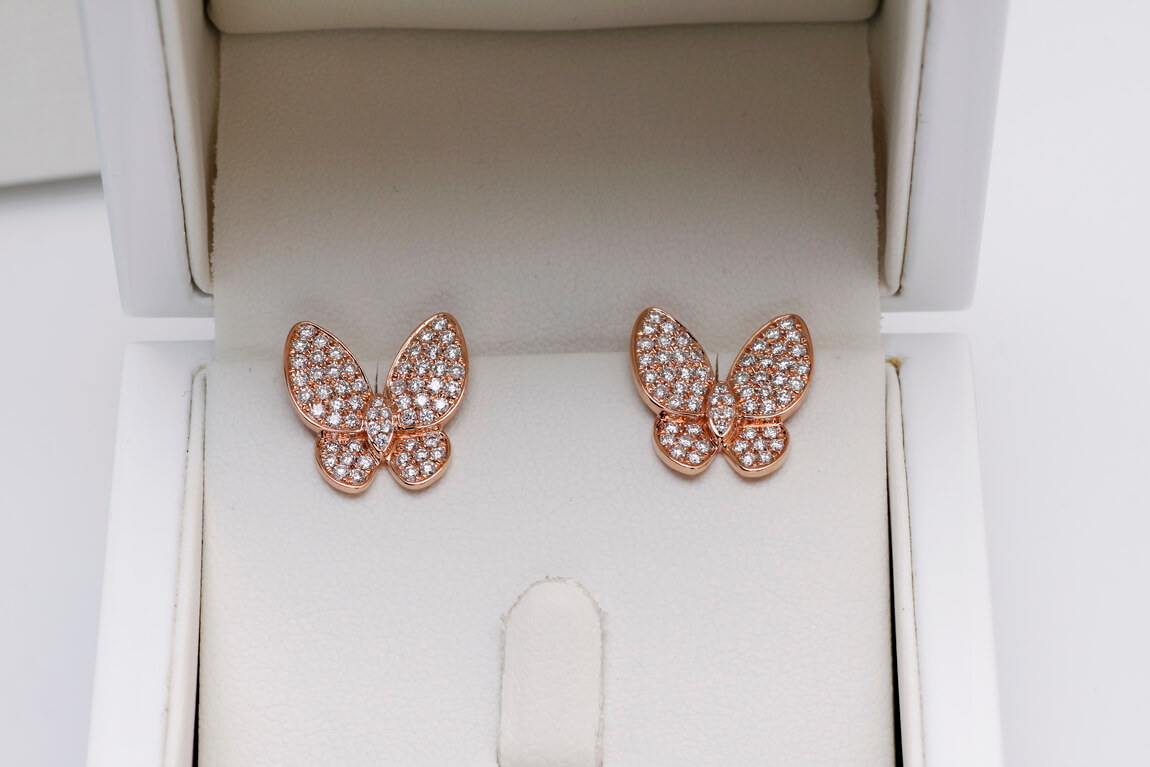 Exclusive | kolczyki motyle z różowego złota 750 z diamentami – Bild 6