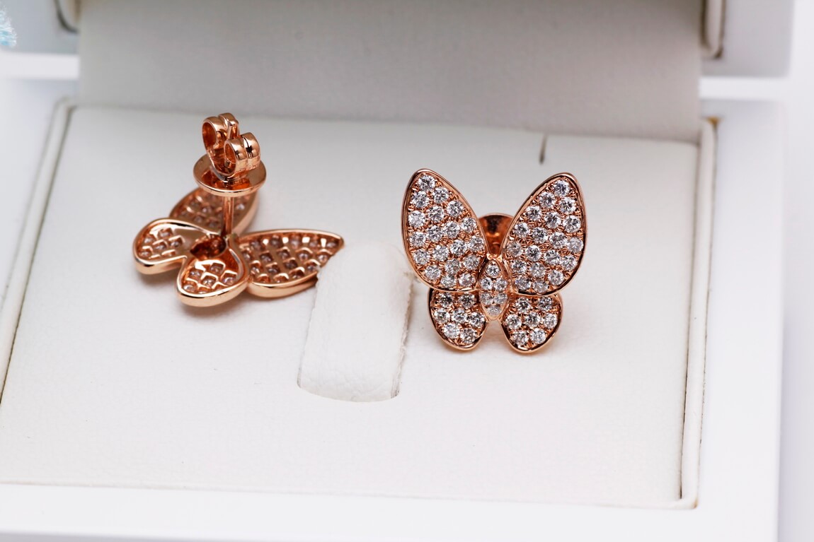 Exclusive | kolczyki motyle z różowego złota 750 z diamentami – Bild 10