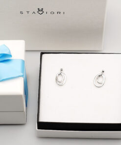 Alternatywny widok Srebrne kolczyki kółka geometryczne - KSC6255