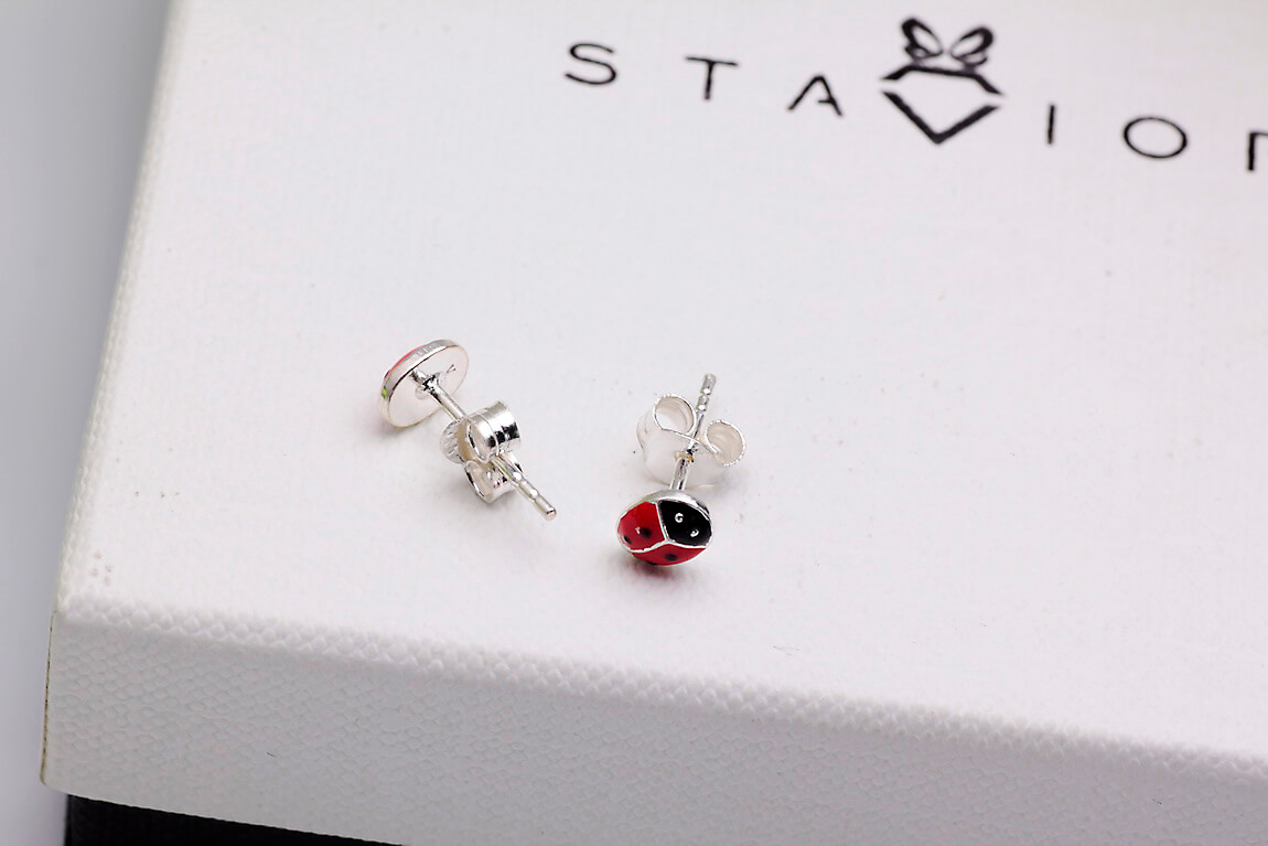 Srebrne kolczyki biedronki dla dziewczynki - Obrázek 5