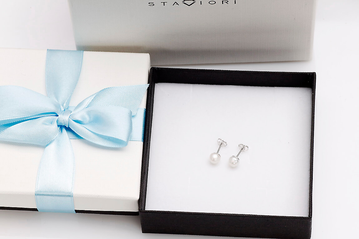 Srebrne kolczyki z perłami 6mm - KSN0303 - obrazek 2