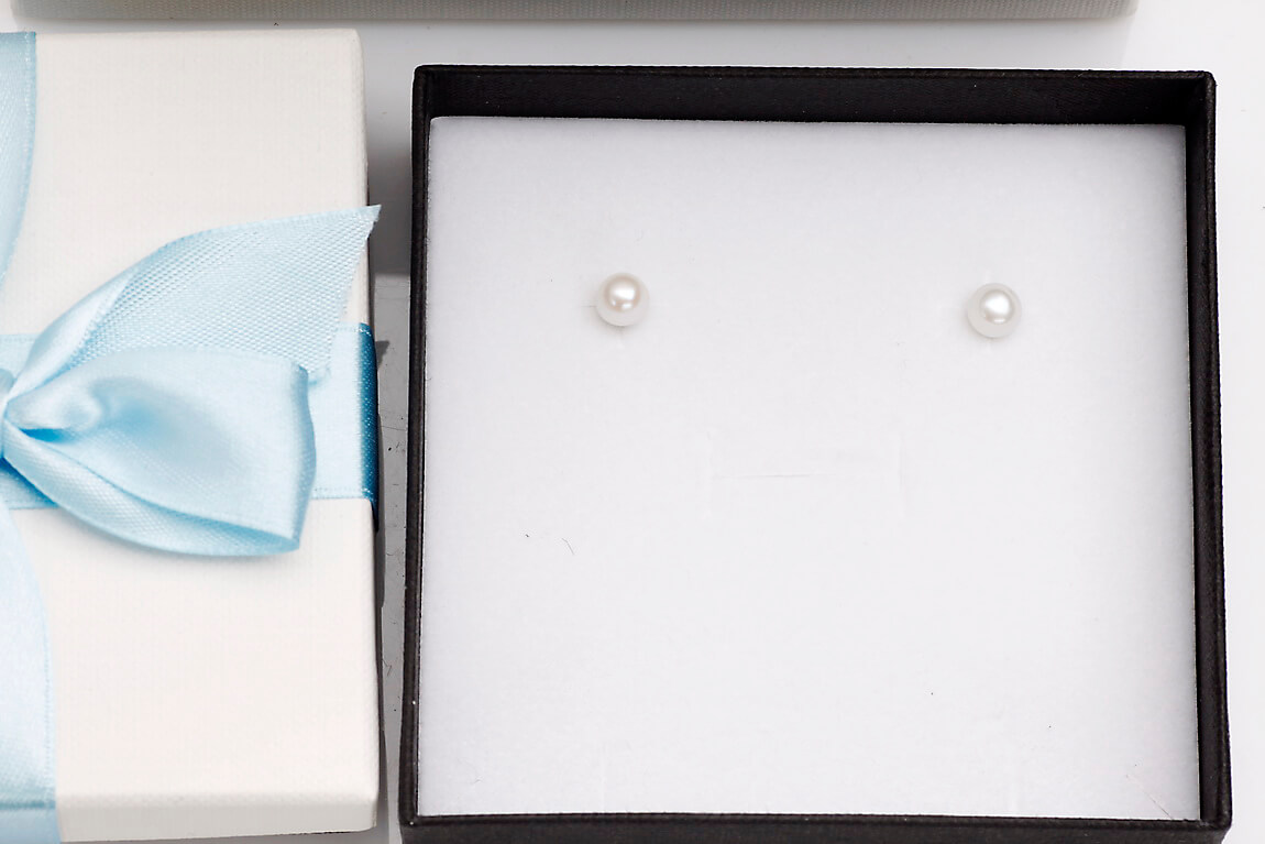 Srebrne kolczyki z perłami 6mm - KSN0303 - obrazek 3