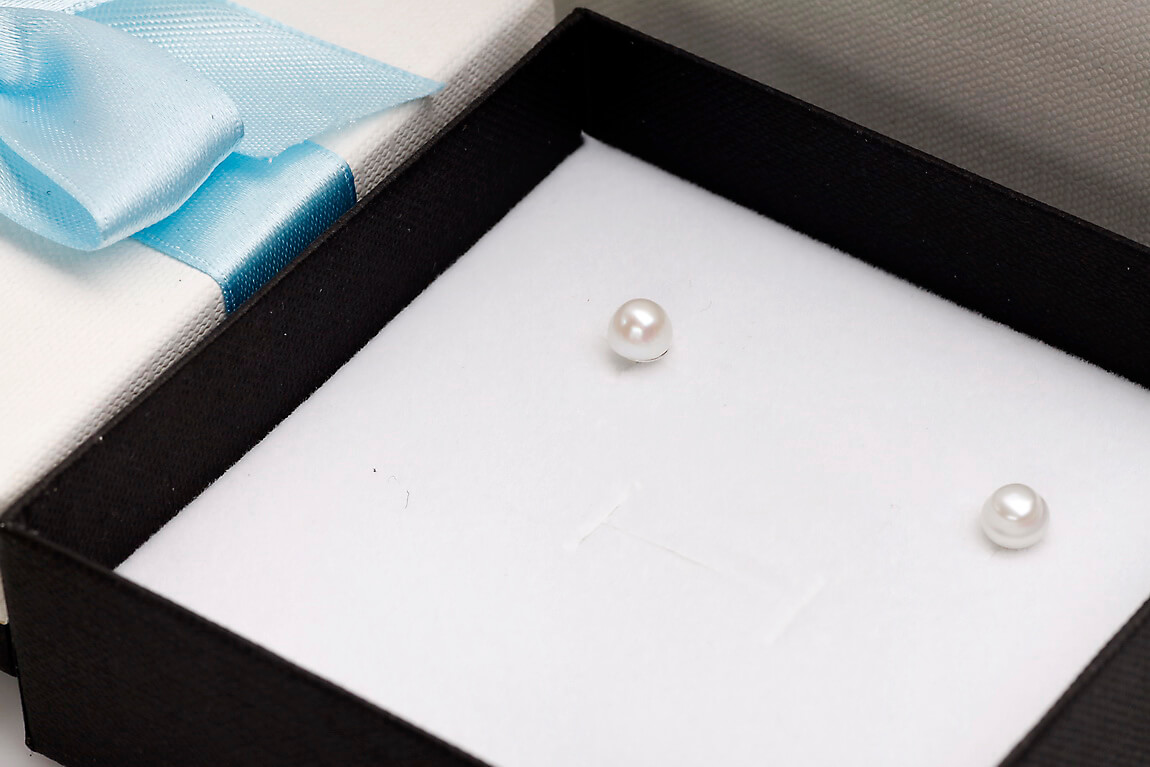 Srebrne kolczyki z perłami 6mm - KSN0303 - obrazek 4