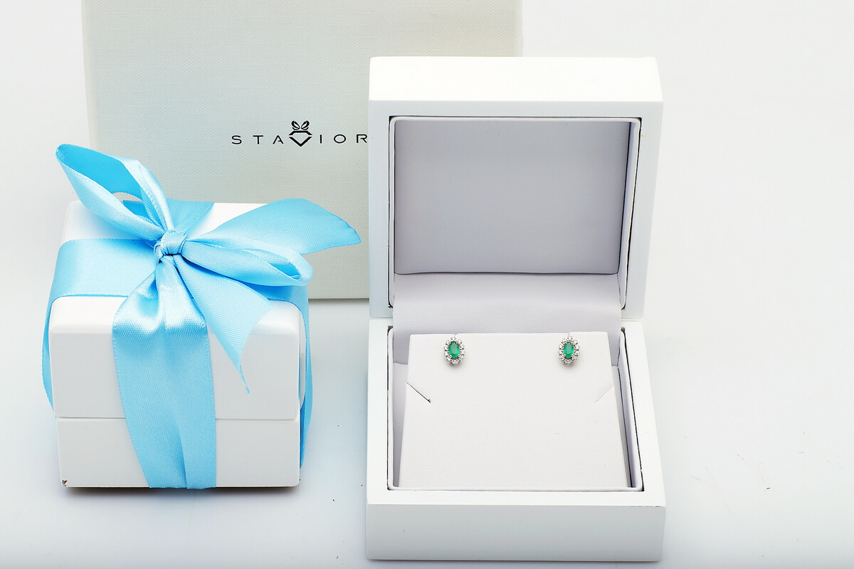 Kolczyki ze szmaragdami i diamentami - Image 2