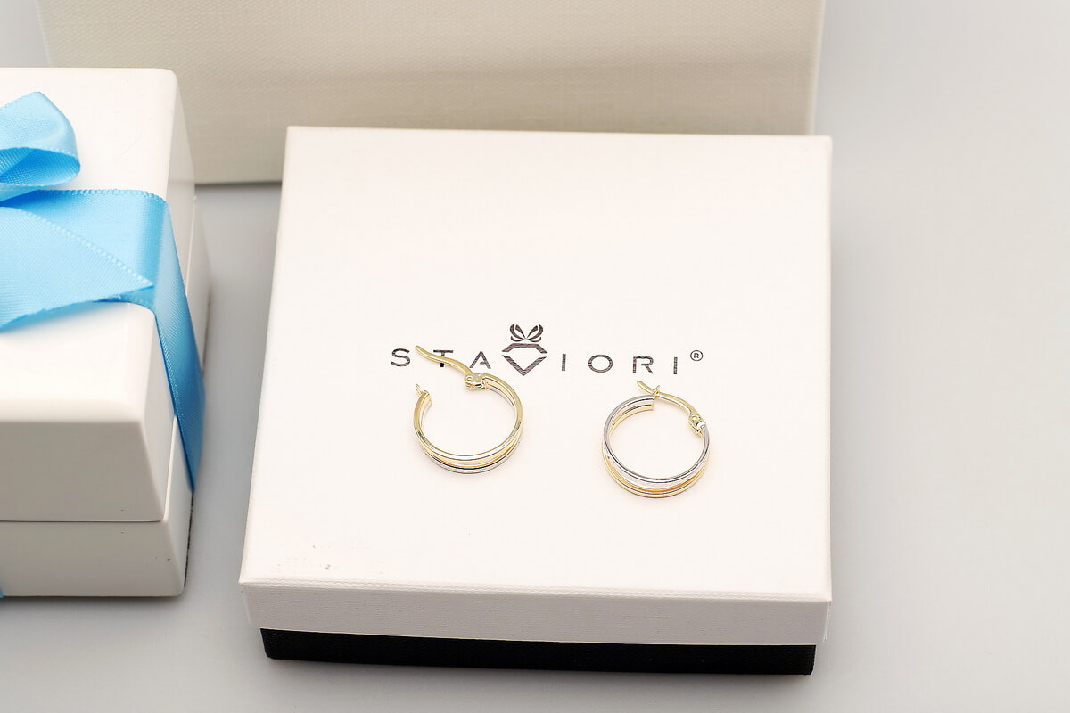 Złote kolczyki z dwukolorowego złota próby 333 - obrazek 6