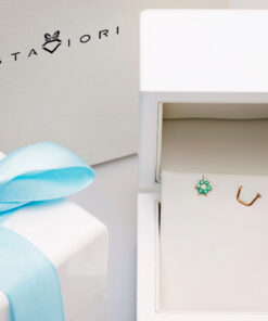 Alternativní pohled na Kolczyki kwiatki żółte złoto ze szmaragdami i diamentami