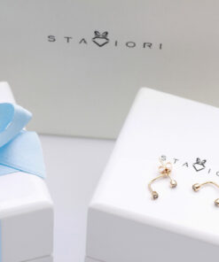 Alternatywny widok Niezwykłe podwójne kolczyki z różowego złota z brylantami