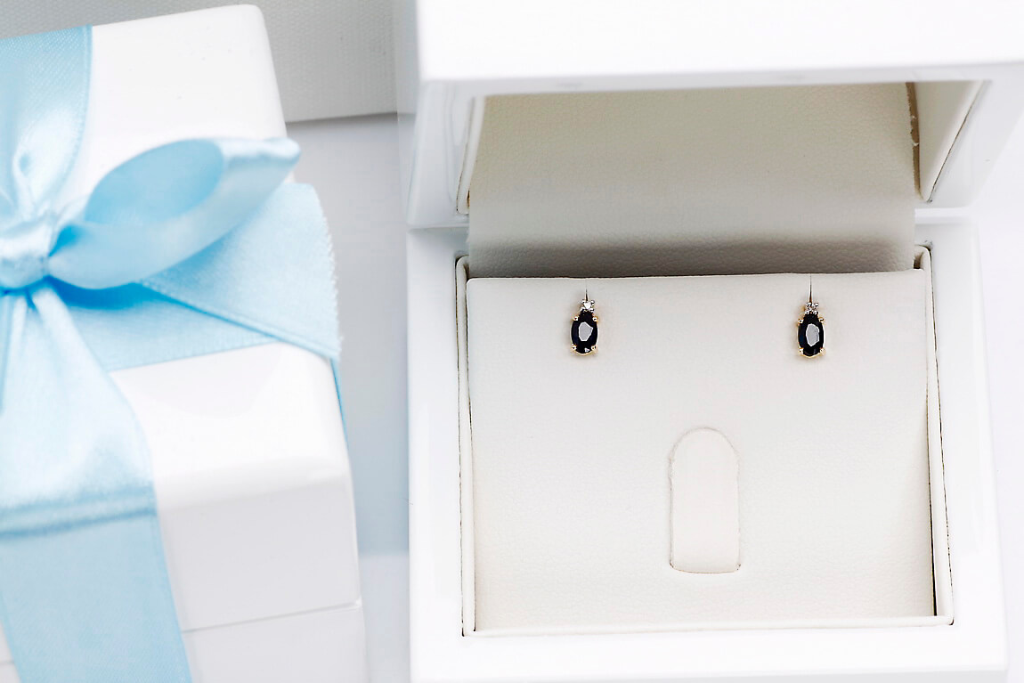 Kolczyki złote z szafirami i diamentami – Bild 4