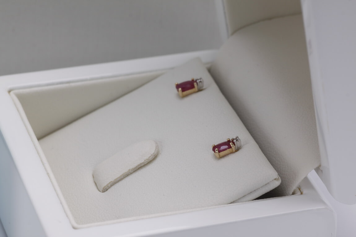 Kolczyki złote z rubinami i diamentami - Obrázek 7