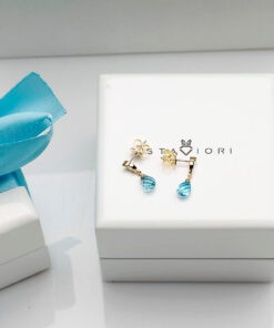 Alternatywny widok Exclusive | kolczyki łezki z żółtego złota z topazami i brylantami