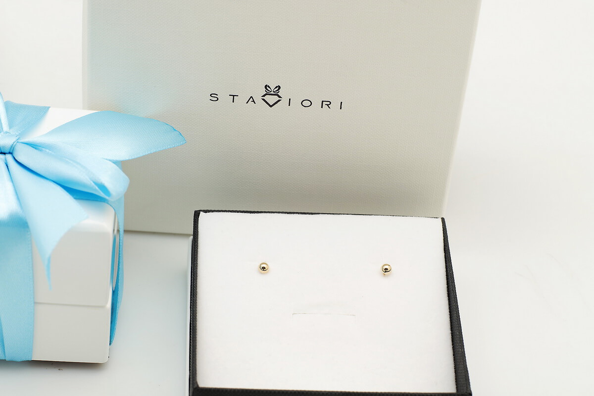 Złote kolczyki pół kulki 585 - obrazek 2