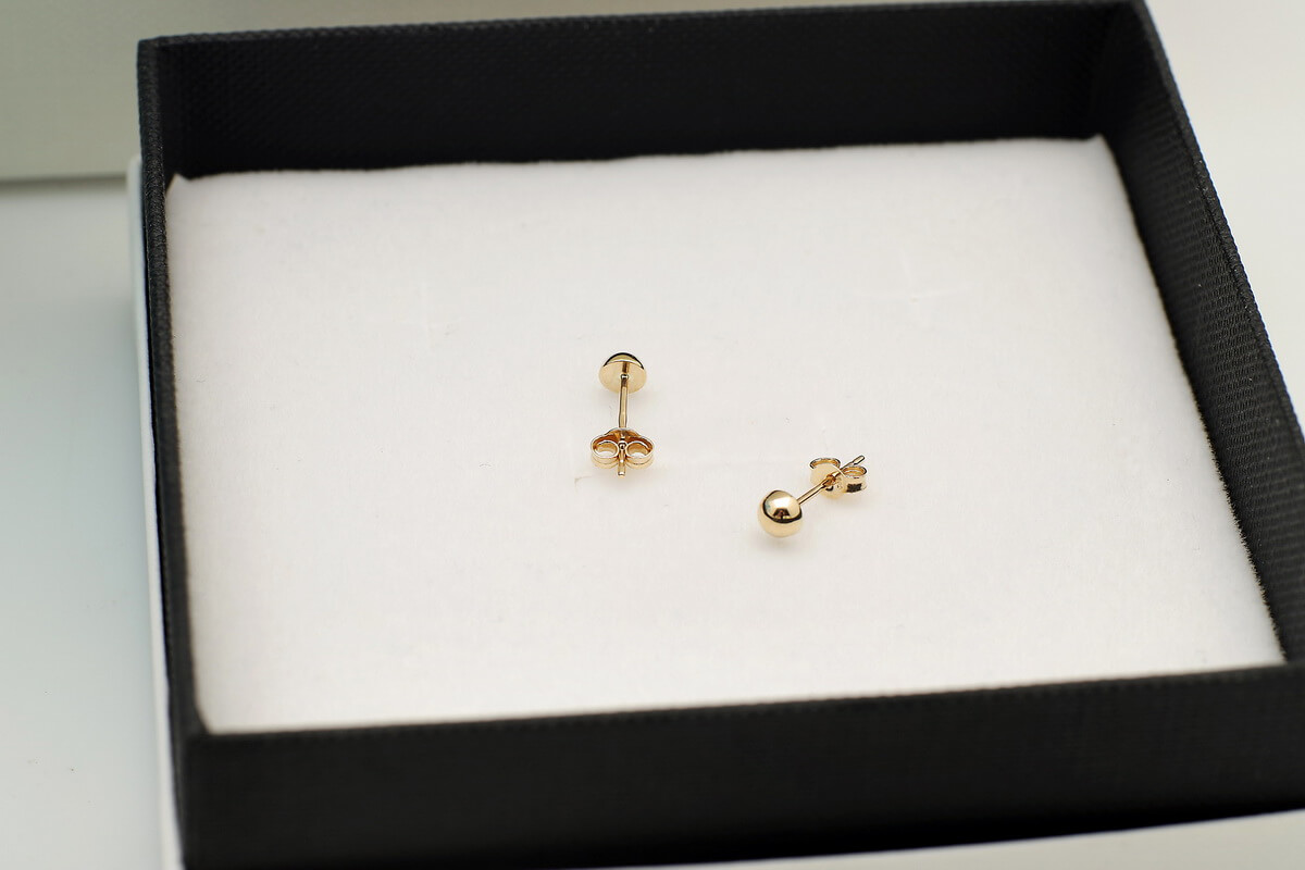 Złote kolczyki pół kulki 585 - obrazek 5