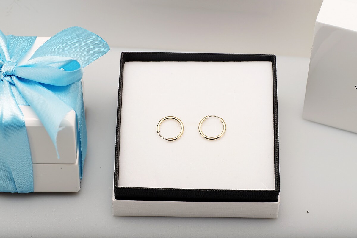 Złote kolczyki koła 15mm 585 – Bild 5