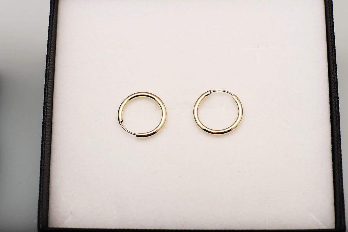 Złote kolczyki koła 15mm 585 – Bild 7