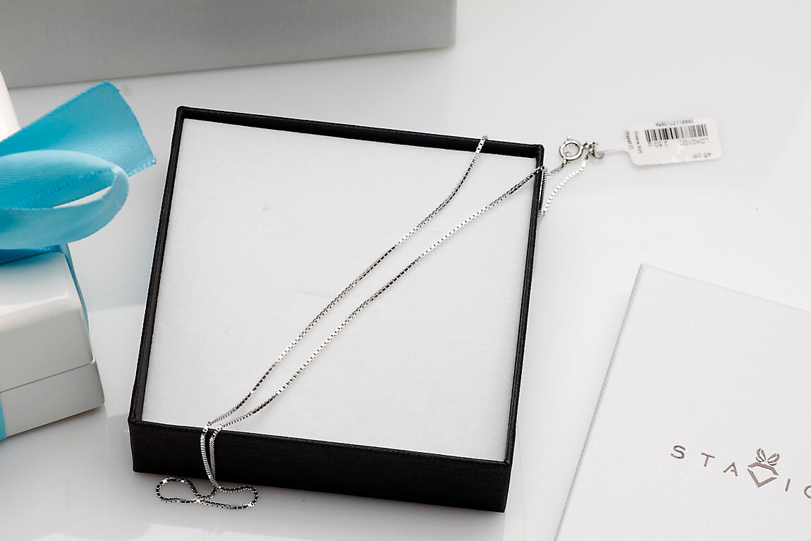 Srebrny łańcuszek kostka srebro rodowane 925 | 42cm - obrazek 5