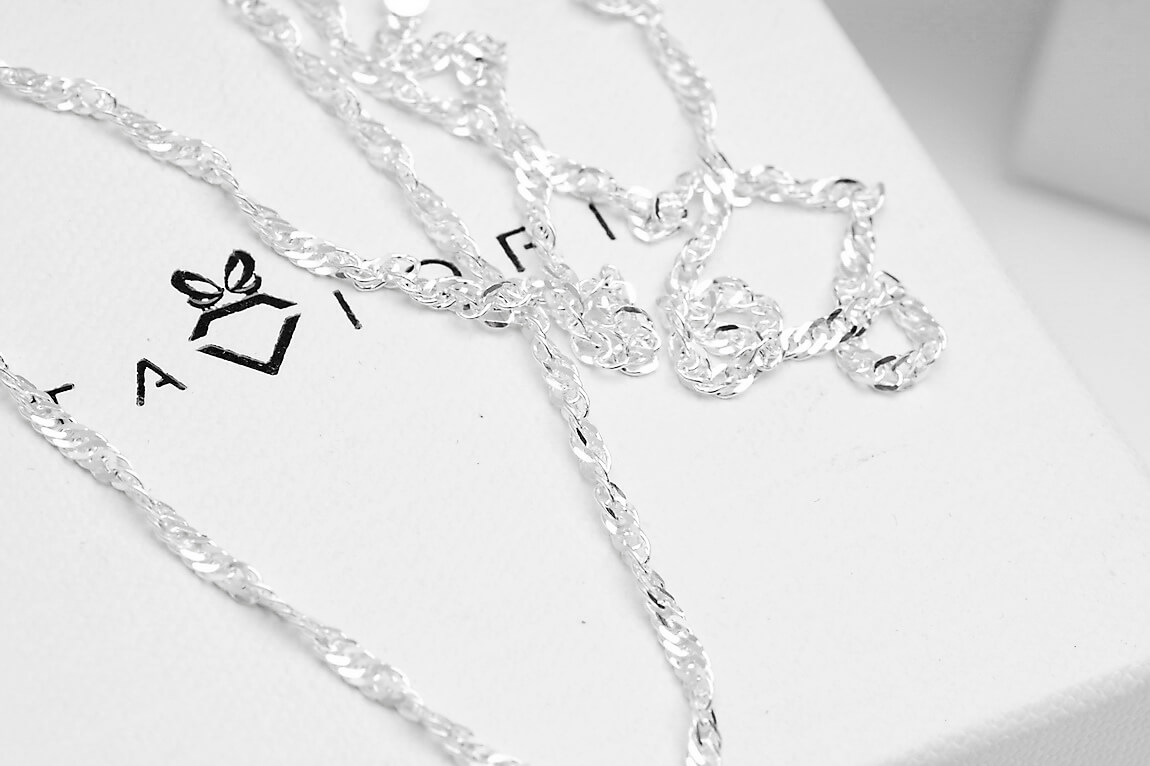 Srebrny łańcuszek SINGAPUR 3mm 45/50cm - Image 4