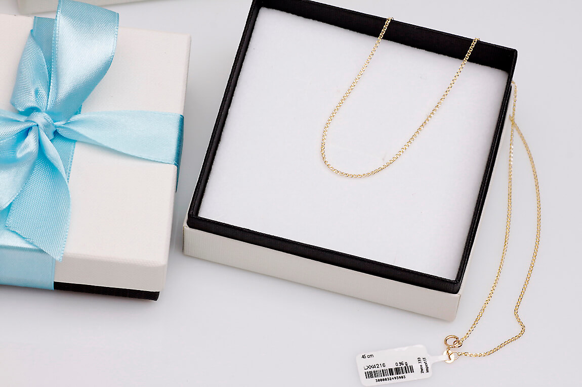 Złoty łańcuszek 333 splot typu pancerka (curb chain) 45cm - Image 4