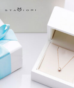 Alternatywny widok Naszyjnik celebrytka w różowym złocie z brylantem 0,15ct