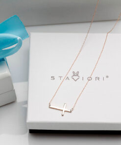 Alternatywny widok Złoty naszyjnik – celebrytka – z krzyżykiem - różowe złoto