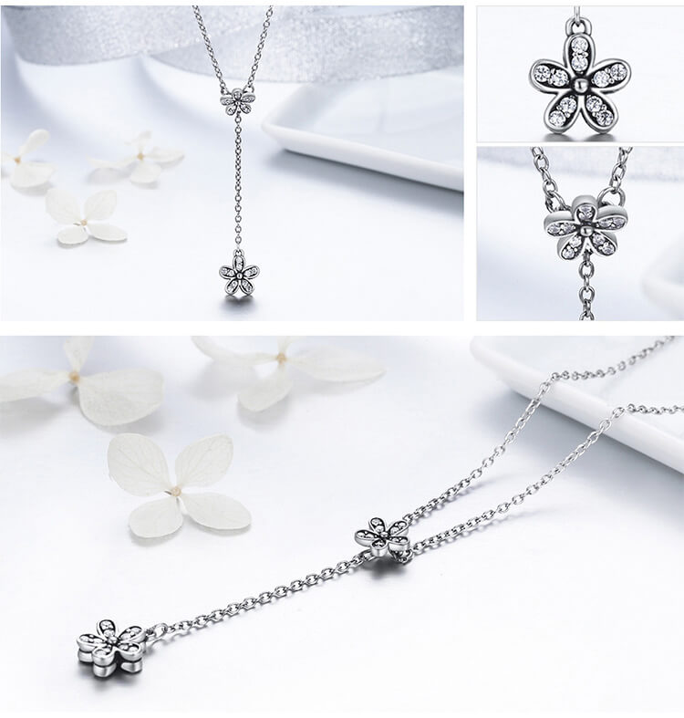 Srebrny naszyjnik oksydowany z kwiatkiem - obrazek 7