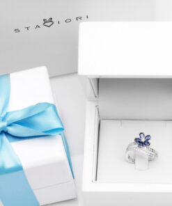 Alternative Ansicht von Exclusive | pierścionek kwiatek z szafirami i brylantami w złocie 750