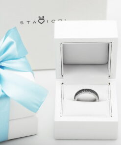 Alternative Ansicht von Exclusive | pierścionek obrączka z czarnymi i białymi diamentami w złocie 750