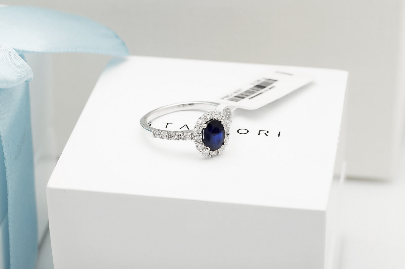 Exclusive | piękny pierścionek brylantowy z szafirem w złocie 750 - Image 8