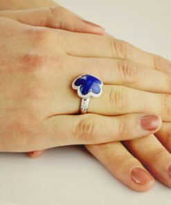 Alternative view of Exclusive | pierścionek z lapisem i brylantami w 18-karatowym złocie