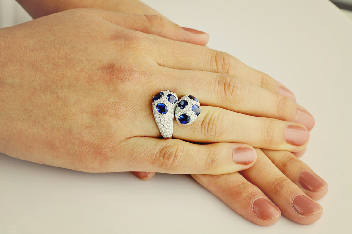 Exclusive | pierścionek z szafirami i diamentami w złocie 750 – Bild 2