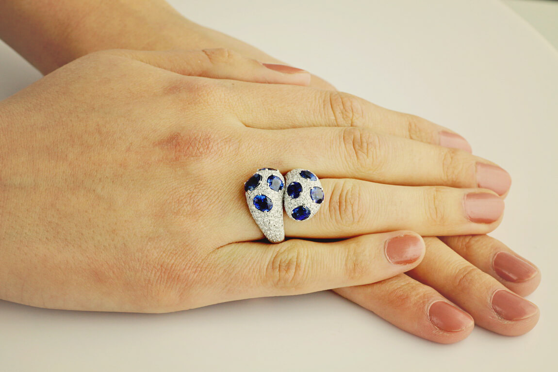 Exclusive | pierścionek z szafirami i diamentami w złocie 750 – Bild 4