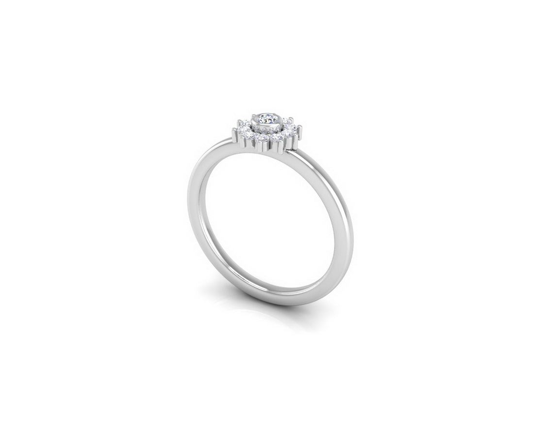 Delikatny pierścionek z brylantami w białym złocie – Bild 2