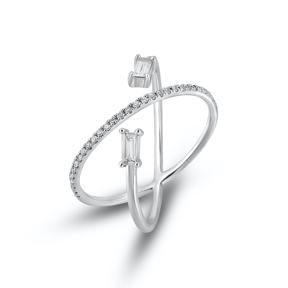 Exclusive | niezwykły pierścionek z diamentami bagietowymi i brylantami w 18K złocie - obrazek 4