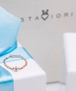 Alternatywny widok Exclusive | pierścionek łańcuszkowy z brylantem 0,13ct w różowym złocie 750