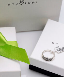 Alternative view of Srebrny delikatny pierścionek z markazytami