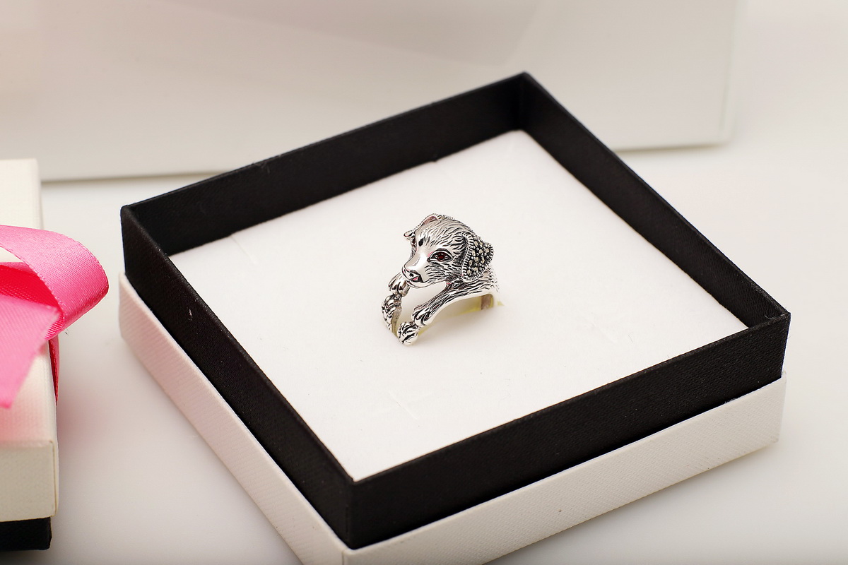 Srebrny pierścionek dla miłośników psów - markazyty i garnet PDM6145 - Image 6