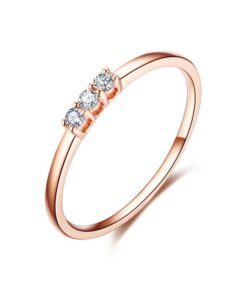 Alternatywny widok pierścionek z różowego złota z trzema brylantami