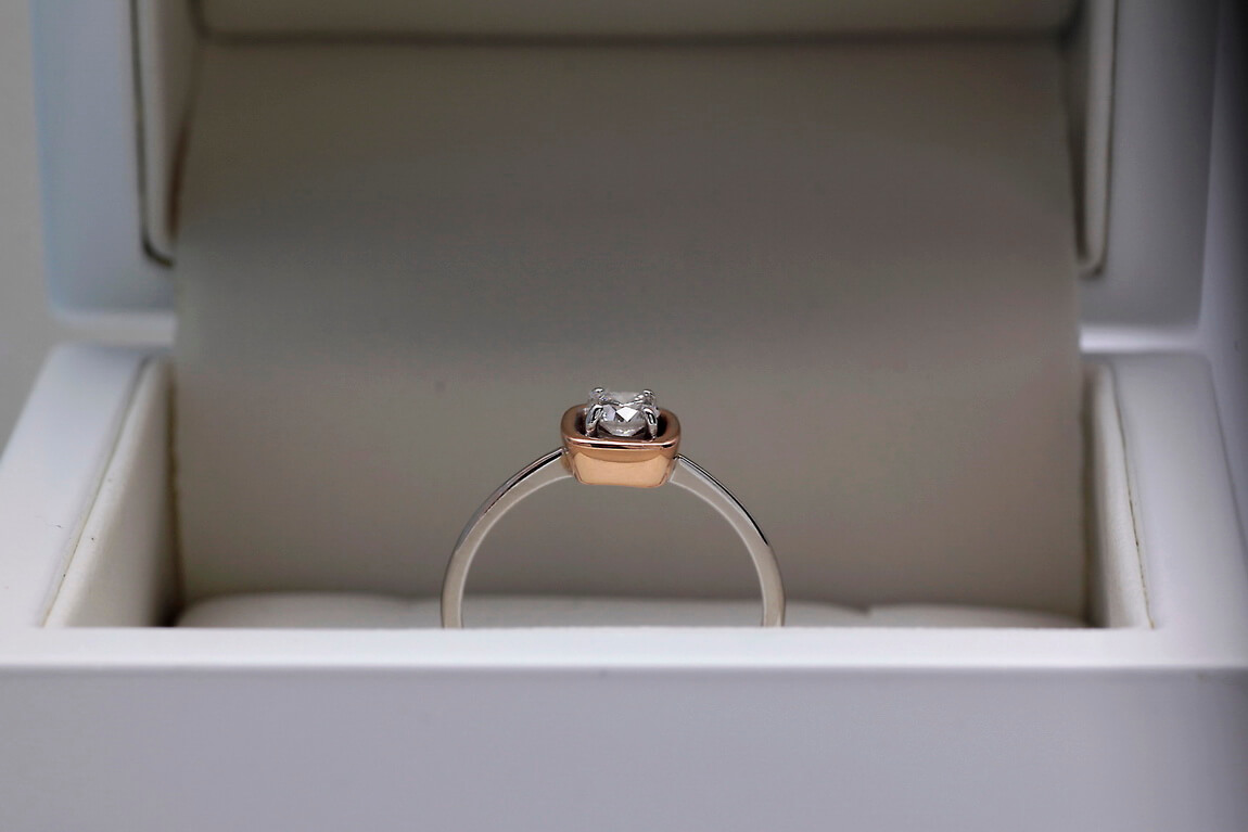 Exclusive | pierścionek zaręczynowy z brylantem 0,25ct różowe i białe złoto 750 - obrazek 3