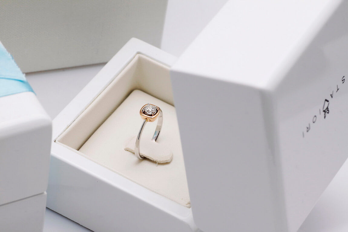 Exclusive | pierścionek zaręczynowy z brylantem 0,25ct różowe i białe złoto 750 - obrazek 5