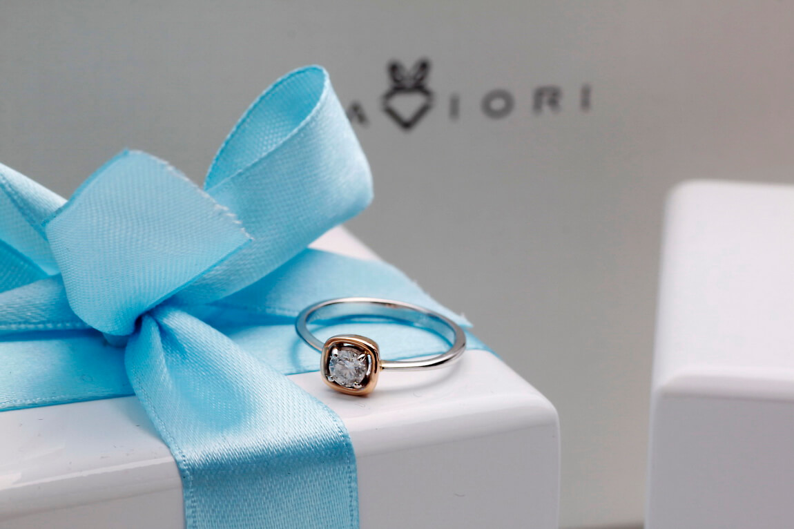 Exclusive | pierścionek zaręczynowy z brylantem 0,25ct różowe i białe złoto 750 - obrazek 7