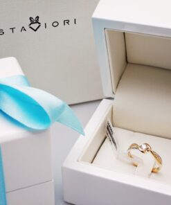 Alternativní pohled na pierścionek zaręczynowy z dwukolorowego złota z brylantem 0,15ct