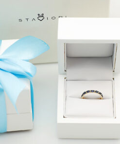 Alternatywny widok piękny delikatny art deco pierścionek złoty z szafirami