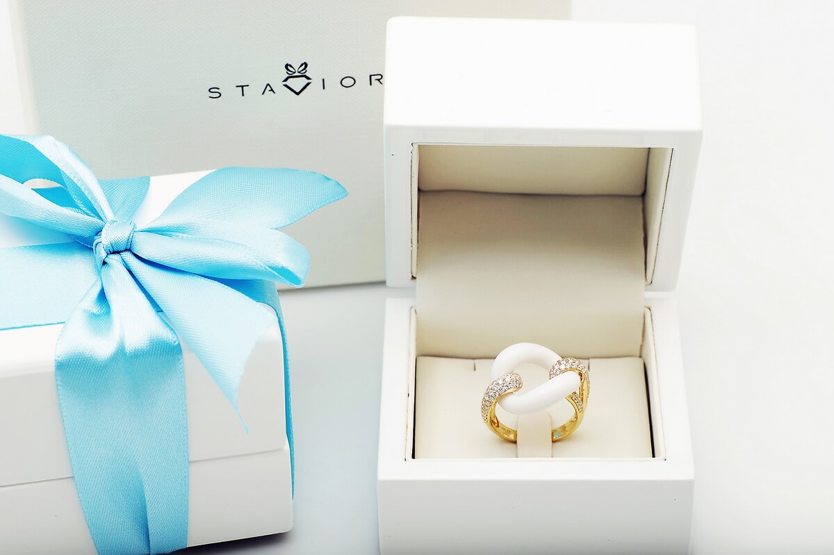 Exclusive | pierścionek 18-karatowe złoto z agatem i brylantami – Bild 5