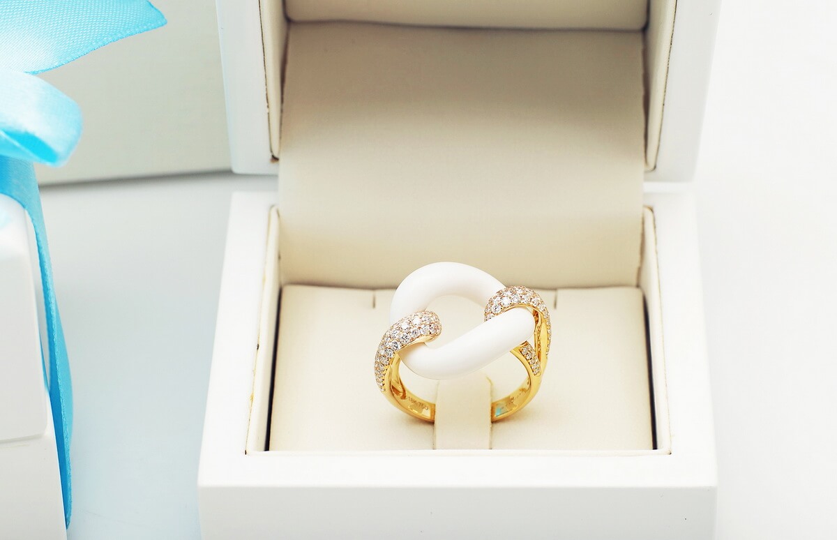 Exclusive | pierścionek 18-karatowe złoto z agatem i brylantami – Bild 7