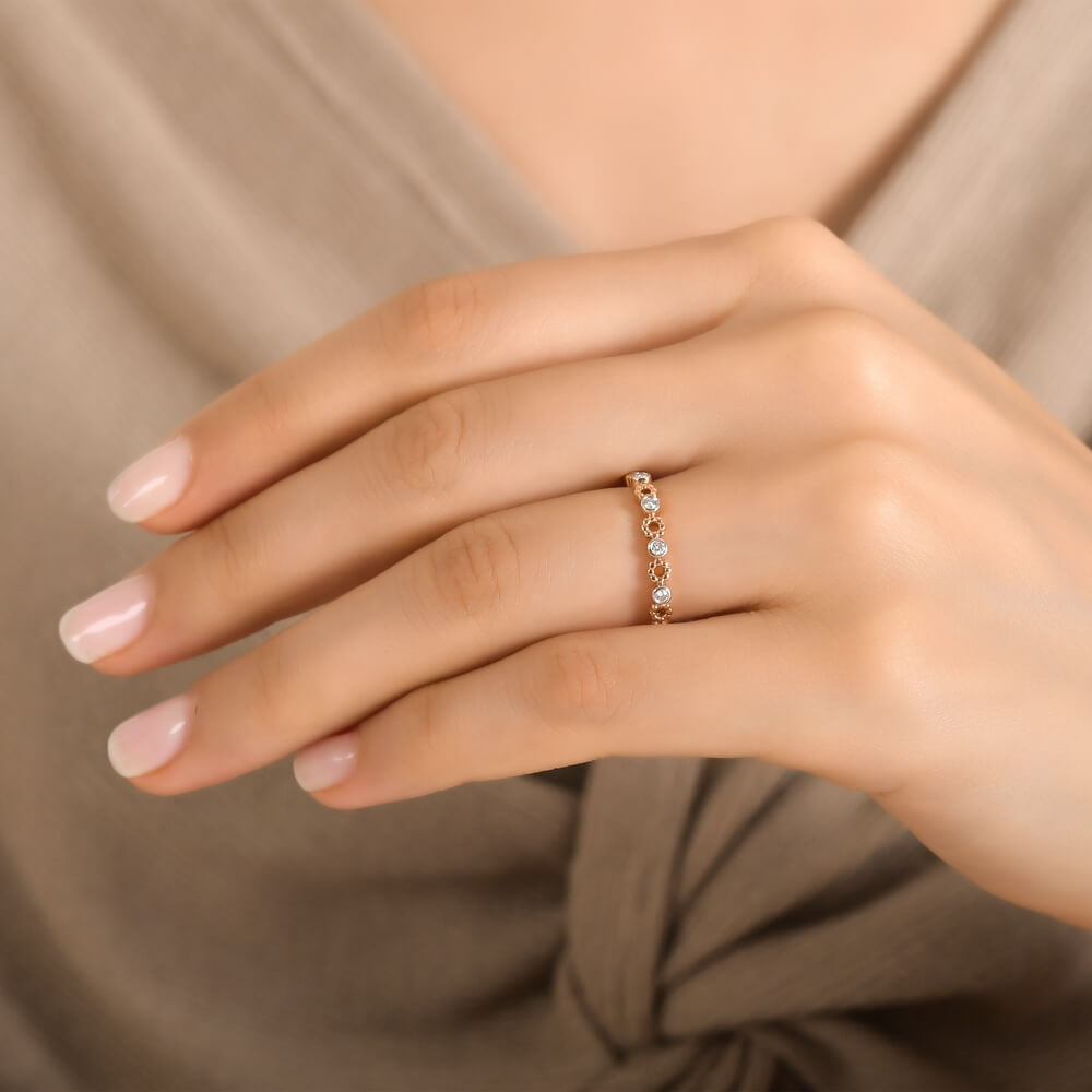 Exclusive | pierścionek z żółtego złota 750 z brylantami 0,09ct – Bild 3