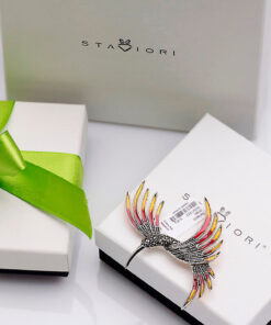 Alternatywny widok Broszka srebrna z markazytami - Tajemniczy Ogród - rajski ptak