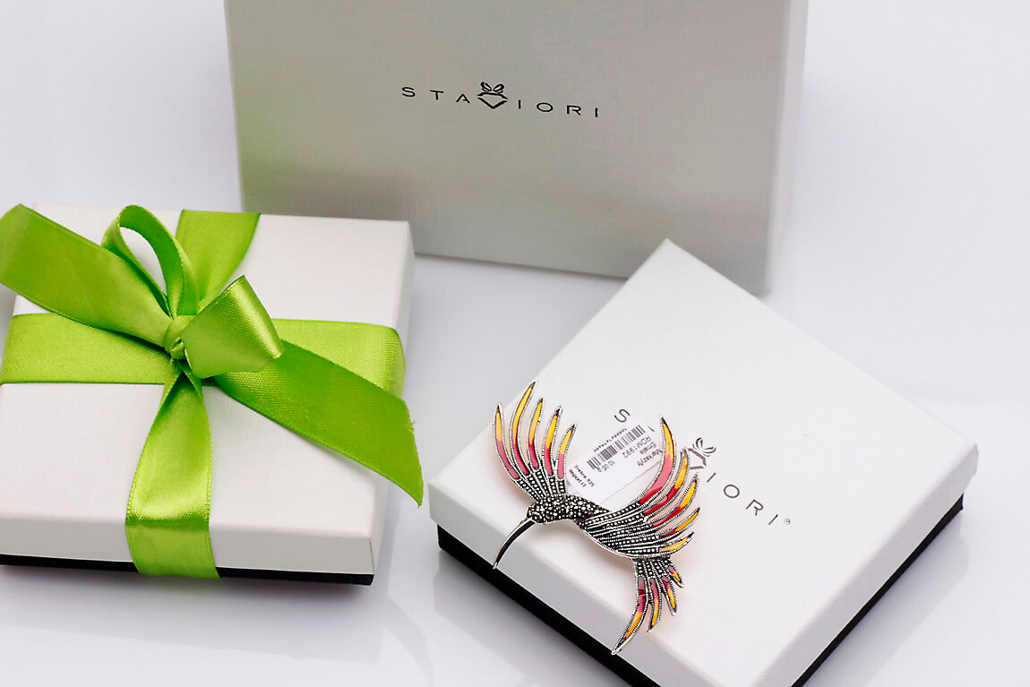 Broszka srebrna z markazytami - Tajemniczy Ogród - rajski ptak – Bild 2