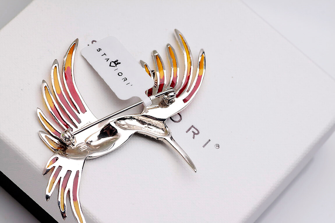 Broszka srebrna z markazytami - Tajemniczy Ogród - rajski ptak – Bild 4