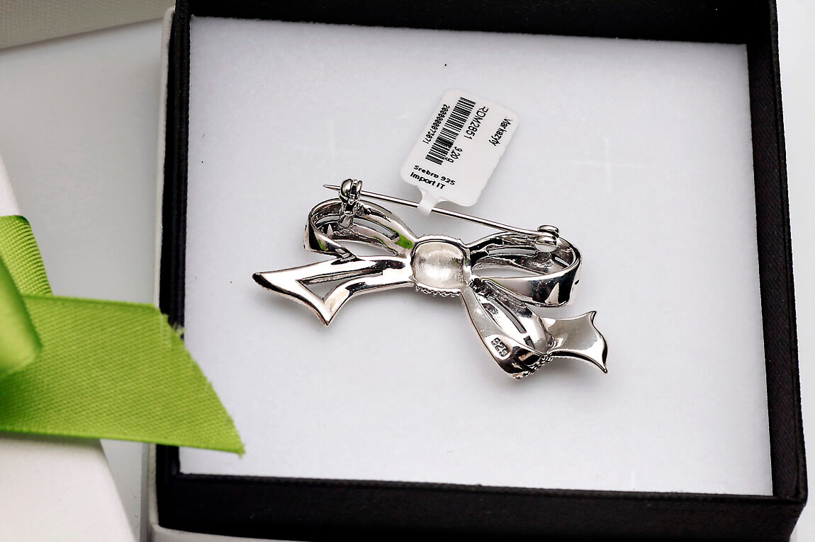 Srebrna broszka z markazytami w kształcie kokardki – Bild 5