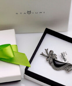 Alternatywny widok Broszka srebrna z onykiem i markazytami